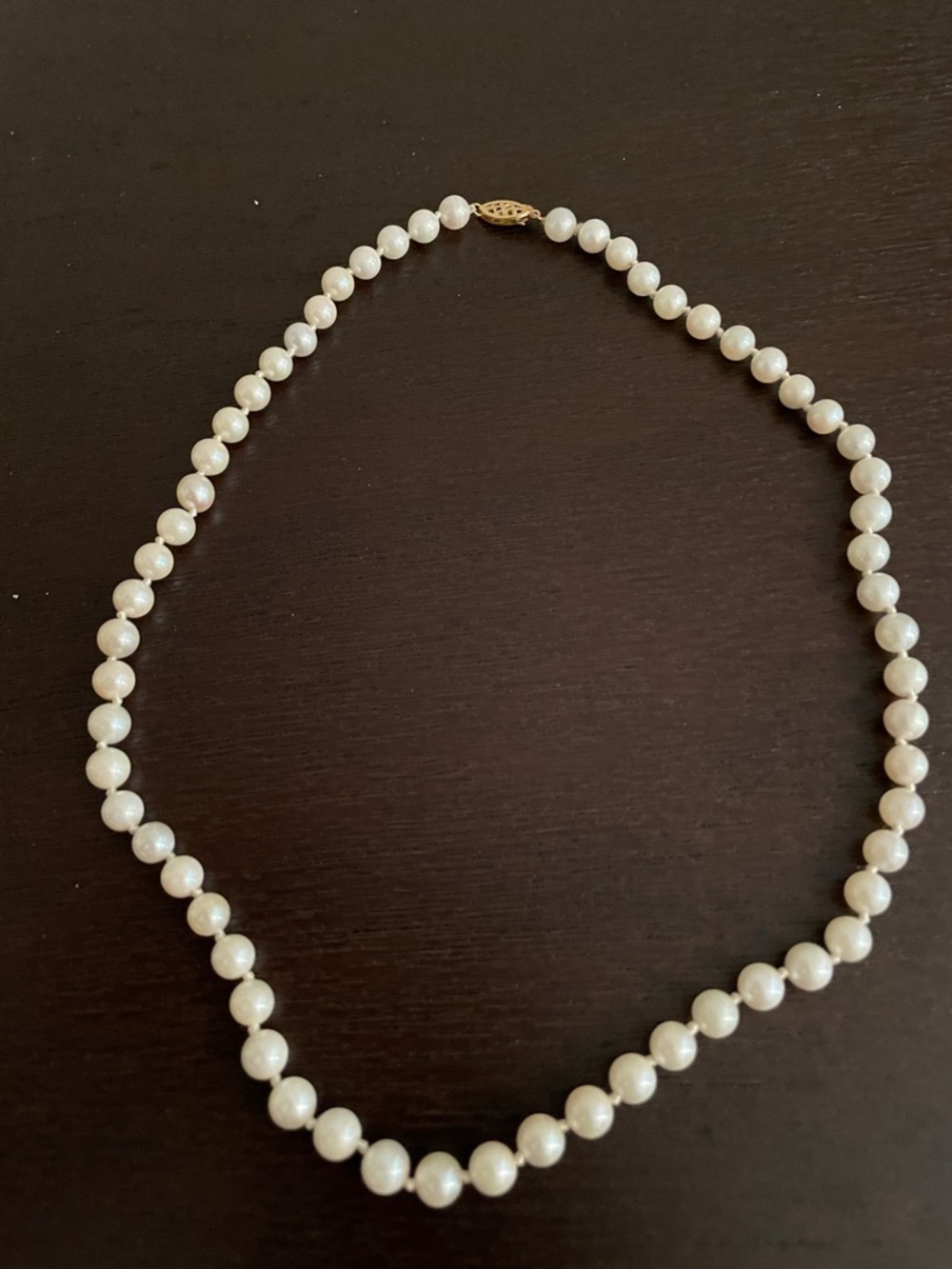 Vintage Pearl Strand Necklace in White with Gold-Tone Clasp